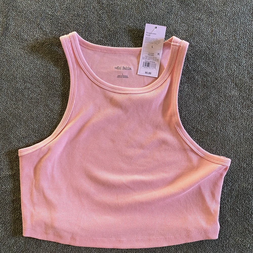 Wild Fable Ribbed Crop Top - pink - L -NWT